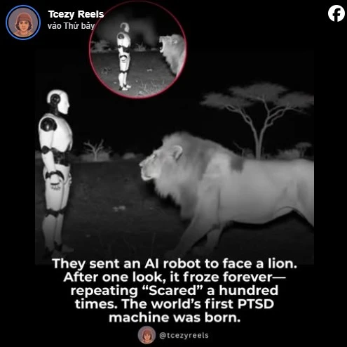 Video sư tử run sợ trước robot AI hút hơn 30.000 lượt quan tâm: Chuyên gia vào cuộc hé lộ sự thật