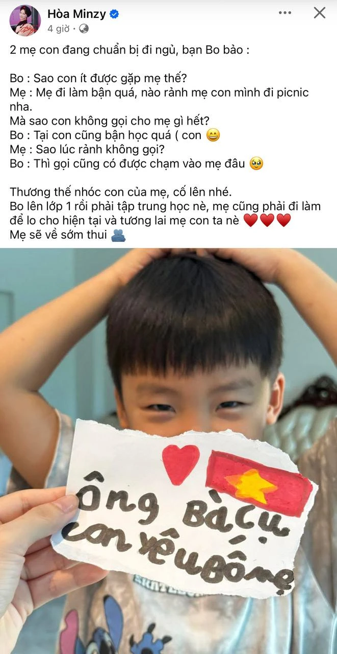 Hòa Minzy nhói lòng vì câu nói hồn nhiên của con trai, hé lộ lý do ít chia sẻ hình ảnh bé