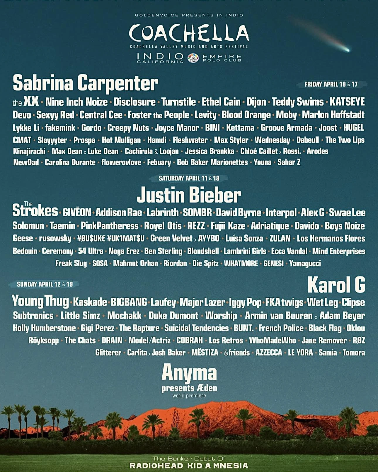BIGBANG hết thời, bị Coachella xếp sau cả Justin Bieber lẫn Sabrina Carpenter