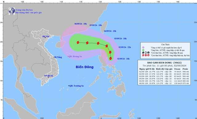 Bão Yagi giật cấp 11 hướng vào Biển Đông, dự báo có thể giật cấp 15