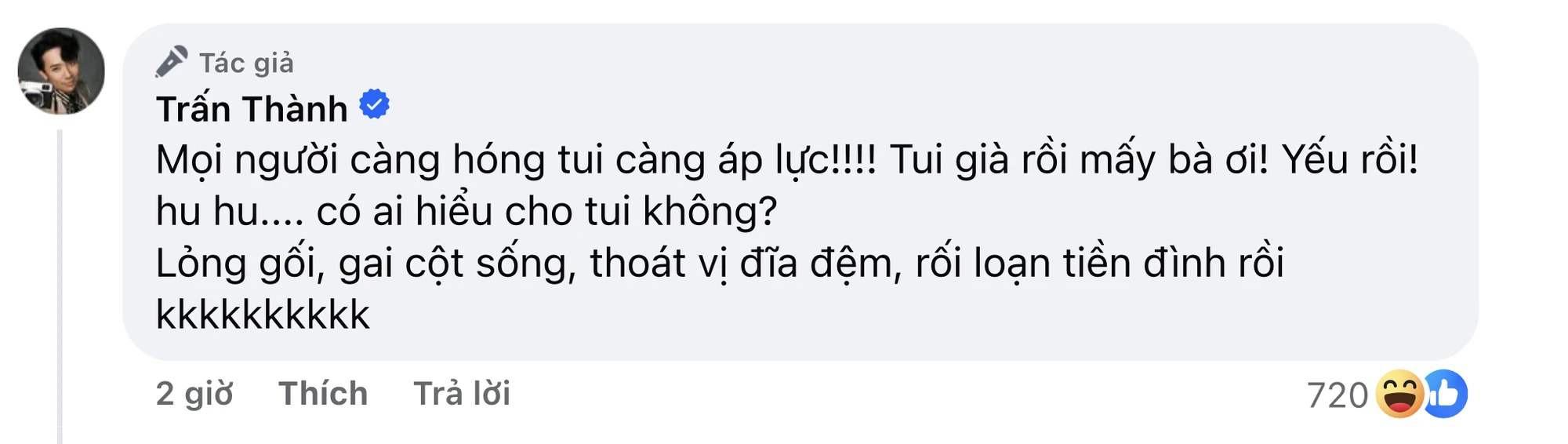 Tình trạng bệnh tật đáng lo của Trấn Thành