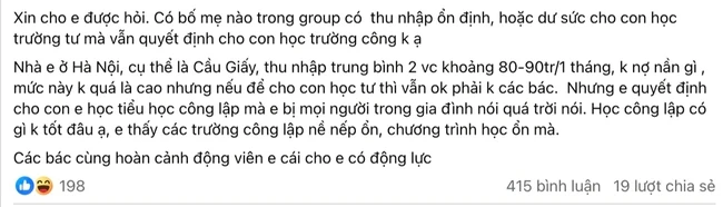 Bị nói kiếm tháng gần 100 triệu mà không biết chọn trường cho con, bà mẹ Hà Nội đáp trả bằng lý lẽ khiến ai nấy bất ngờ