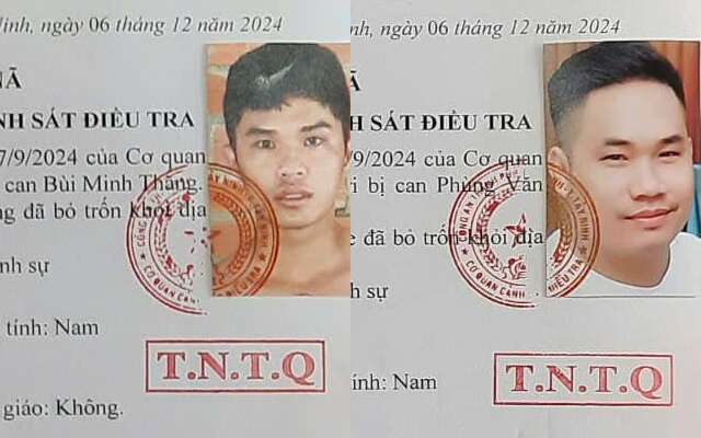 Truy nã toàn quốc 2 đối tượng Bùi Minh Thắng và Phùng Minh Khỏe