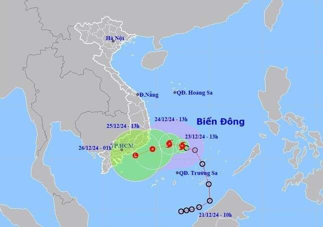 Bão số 10 sẽ đi vào vùng biển Khánh Hòa đến Bình Thuận từ sáng mai