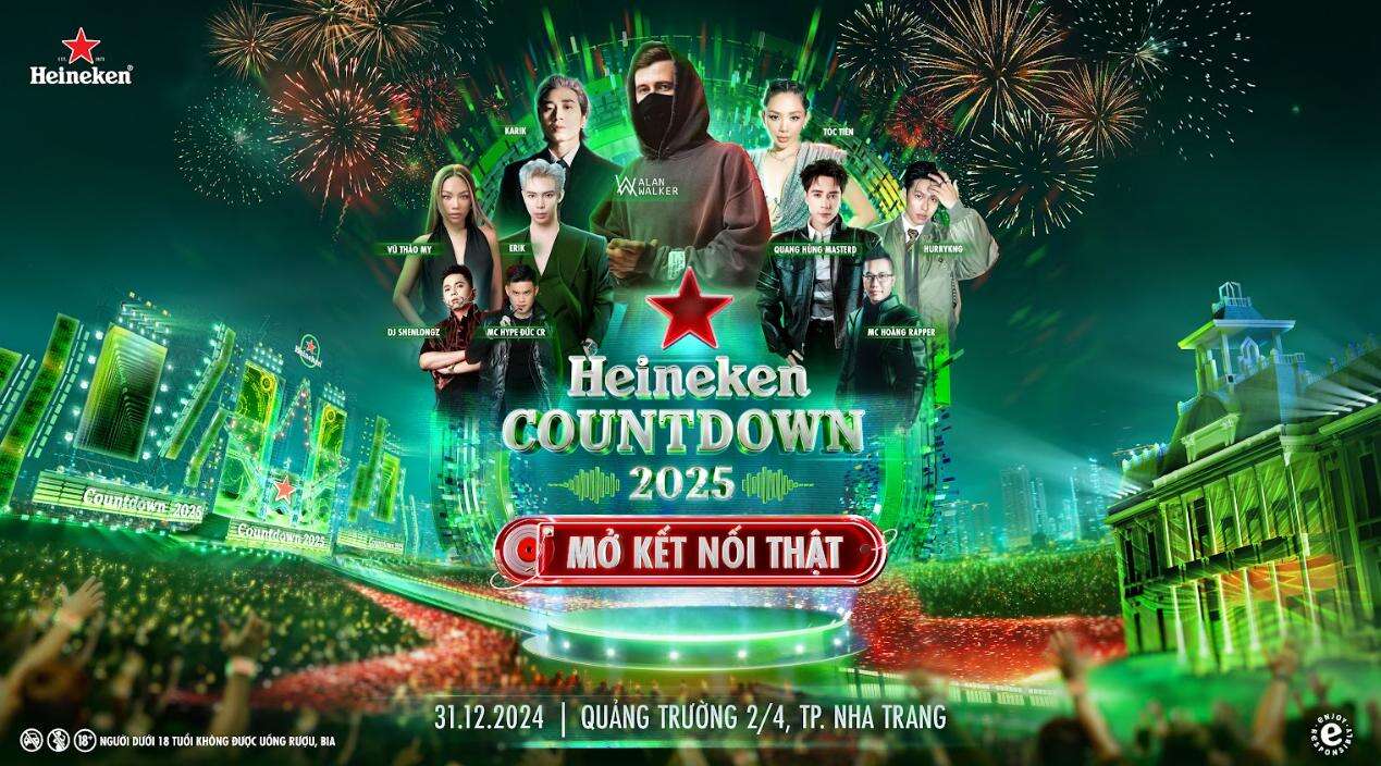 Alan Walker và dàn sao Việt đã xác nhận góp mặt Heineken Countdown 2025 tại Nha Trang: Cùng săn ngay “Chiếc vé quyền năng”