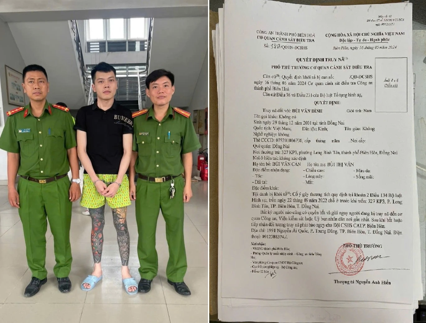 Bắt Bùi Văn Bình sinh năm 2001