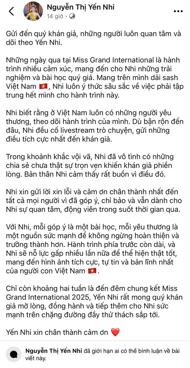 Tình hình căng thẳng của Hoa hậu Yến Nhi và bà Phạm Kim Dung sau phát ngôn gây sốc cả showbiz