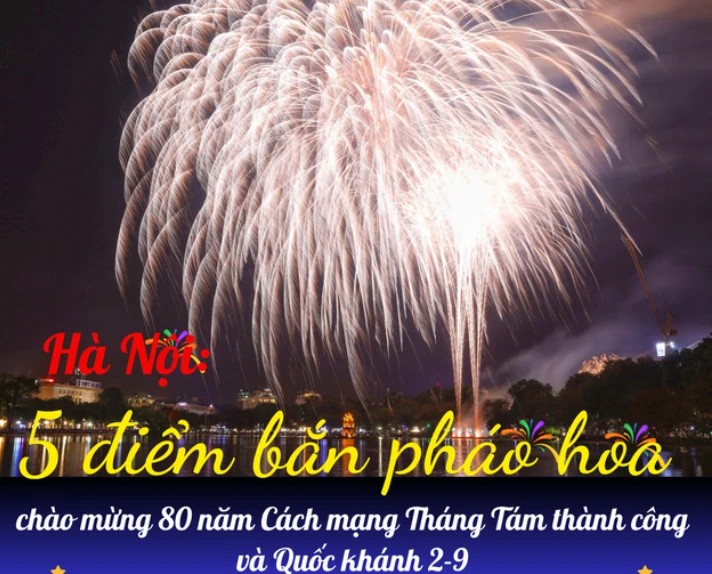 HOT - 5 điểm bắn pháo hoa mừng Quốc khánh 2025 tại Hà Nội