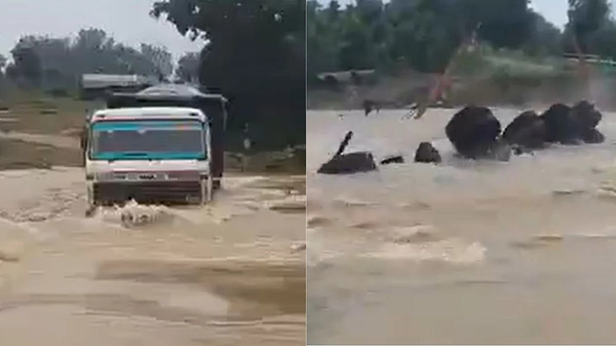 Tài xế xe tải mất tích khi cố lái xe vượt qua dòng nước lũ