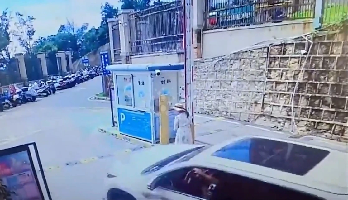 Người phụ nữ cố tình dùng vai đẩy rào chắn để ô tô trốn phí
