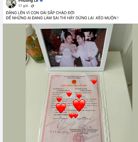 Phương Lê công khai giấy kết hôn với NSƯT Vũ Luân cùng lời nhắn nhủ 