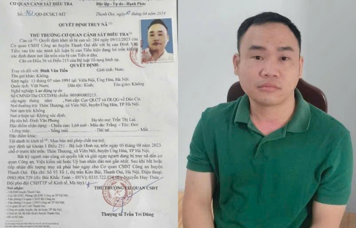 Đinh Văn Tiến ra đầu thú