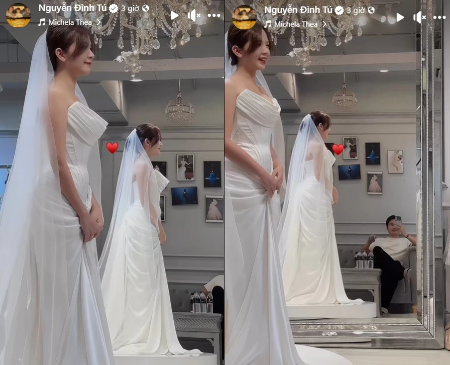 Đình Tú và vợ hot girl đi thử váy cưới, visual cô dâu xinh bất bại!