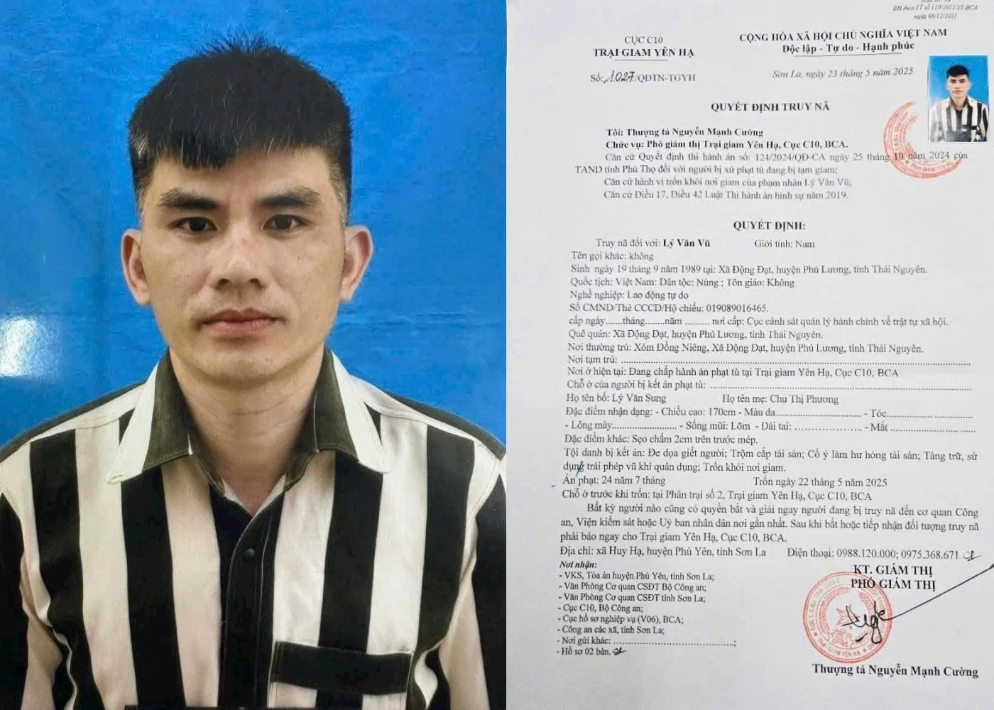 Nóng: Truy nã phạm nhân Lý Văn Vũ