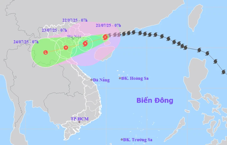 Bão số 3 (Wipha) dự báo đổ bộ vào Quảng Ninh - Nghệ An từ tối và đêm nay 21-7