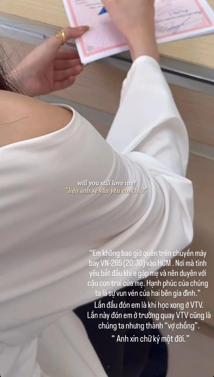 Mỹ nhân 2k2 Hương Liên khoe giấy đăng ký kết hôn, hé lộ nơi gặp gỡ không ngờ với mẹ chồng hào môn