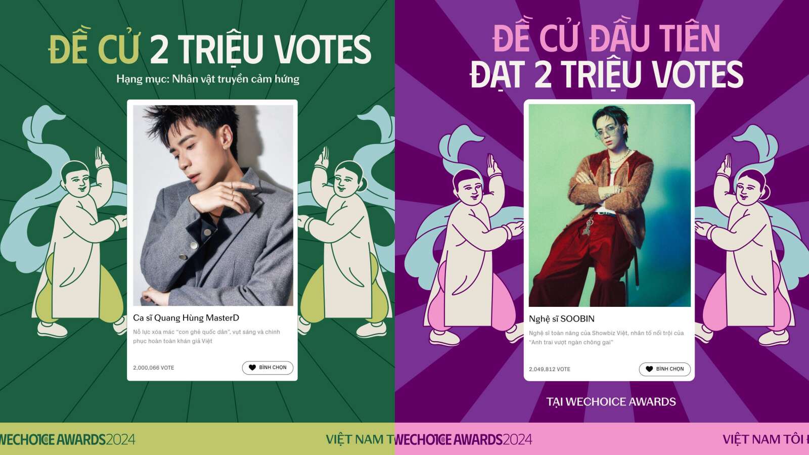 Xuất hiện 2 đề cử đầu tiên cán mốc 2 triệu vote, chạm thành tích chưa từng có ở WeChoice Awards!