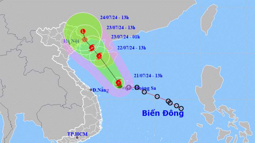 Bão số 2 di chuyển theo hướng Tây Tây Bắc với tốc độ 10-15km/h