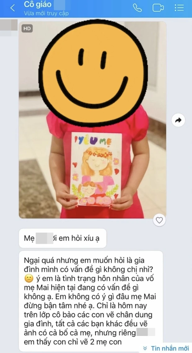 Con gái vẽ bức tranh chỉ có 2 mẹ con, cô giáo quyết định tâm sự với người mẹ và sự thật lặng người
