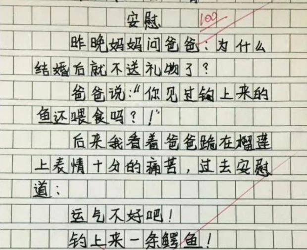 Cậu bé tiểu học viết bài văn khiến bố mẹ 