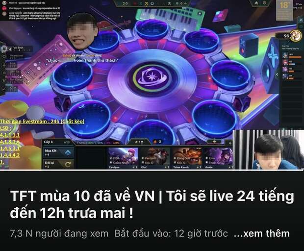 Nam streamer nổi tiếng của ĐTCL livestream 24 tiếng liên tục không nghỉ, dấy lên sự lo ngại từ cộng đồng và người hâm mộ