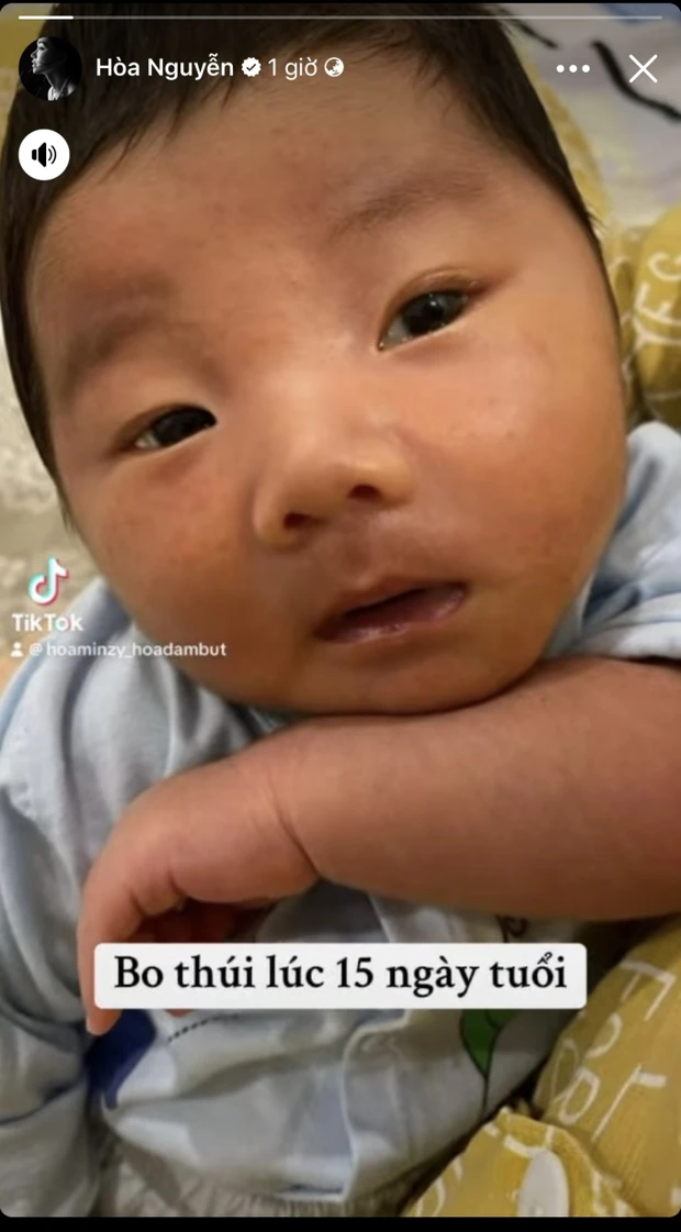 Hoà Minzy khoe ảnh hiếm con trai lúc 15 ngày tuổi, hiện tại lớn phổng phao thấy rõ