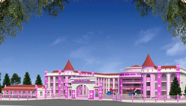 Trường mầm non công lập như 1 LÂU ĐÀI MÀU HỒNG ở ngoại thành Hà Nội: Phụ huynh nhìn còn thích mê, huống gì trẻ!