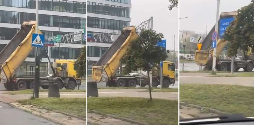 Kierowca wywrotki dał niezły popis w centrum miasta. Nagranie jest hitem w sieci