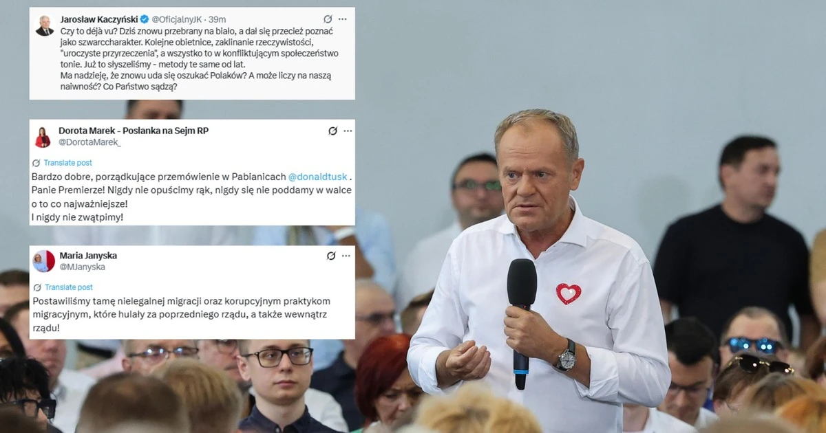 Donald Tusk spotkał się z mieszkańcami Pabianic. Politycy komentują. 