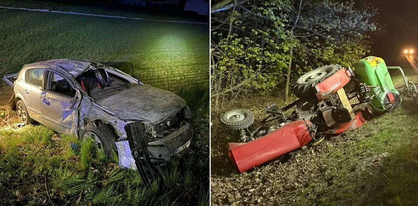 Oplem huknął w ciągnik rolniczy. Okropne, co policjanci odkryli na miejscu