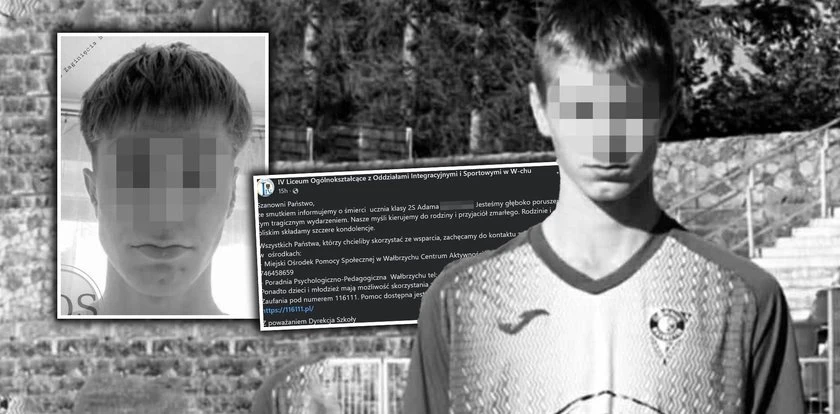 Całe życie było przed nim. Tragiczna śmierć 16-letniego Adama. Przejmujący wpis szkoły