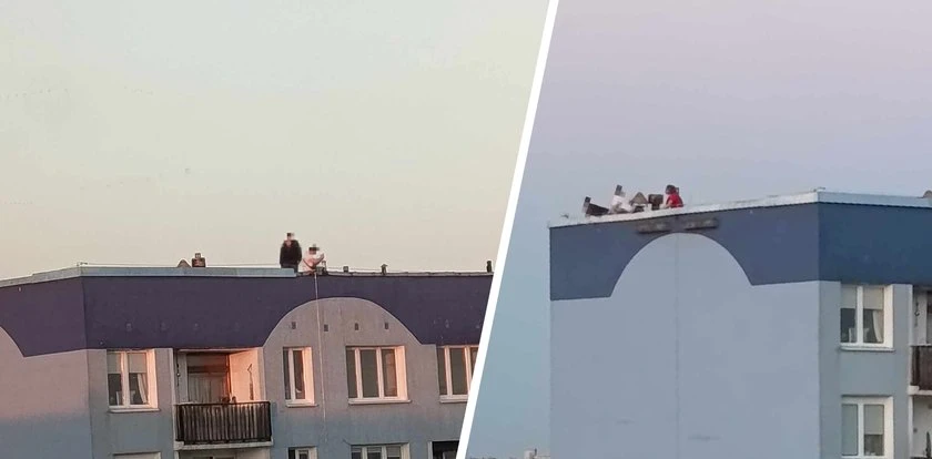 Niebezpieczna zabawa nastolatków na wieżowcu w Łodzi. Internauci podzieleni