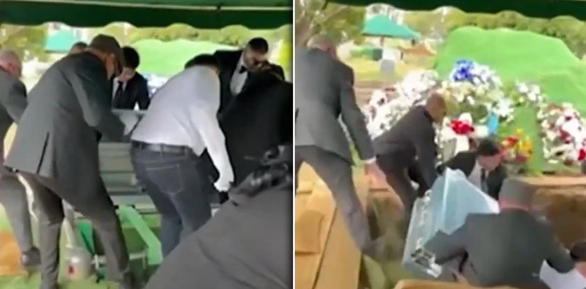 Przerażające sceny na pogrzebie. Nieśli trumnę, wpadli do grobu razem z nieboszczykiem