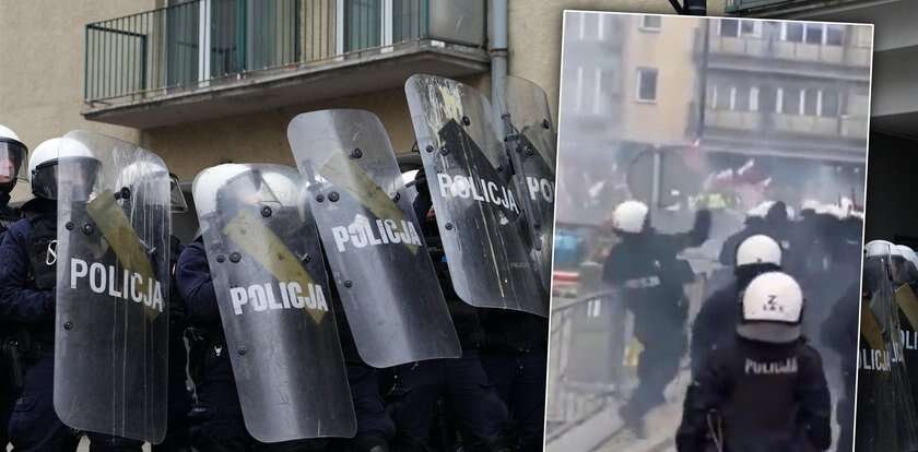 Nagrali, jak policjant rzuca czymś w protestujących rolników. Jest ciąg dalszy