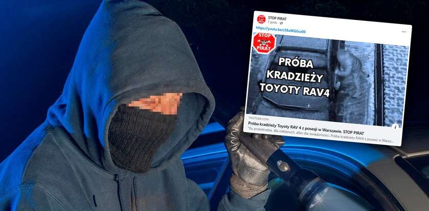 W Warszawie nagrali złodzieja. Próbował ukraść toyotę RAV4. Uciekał aż się kurzyło