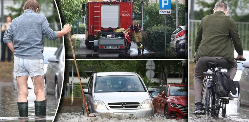 Oberwanie chmury nad Warszawą. Stolicę sparaliżowała woda płynąca ulicami