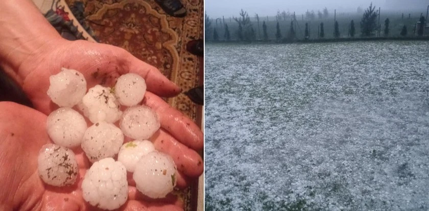 Grad, burze i silny wiatr. Kule lodu wielkości piłek do ping-ponga