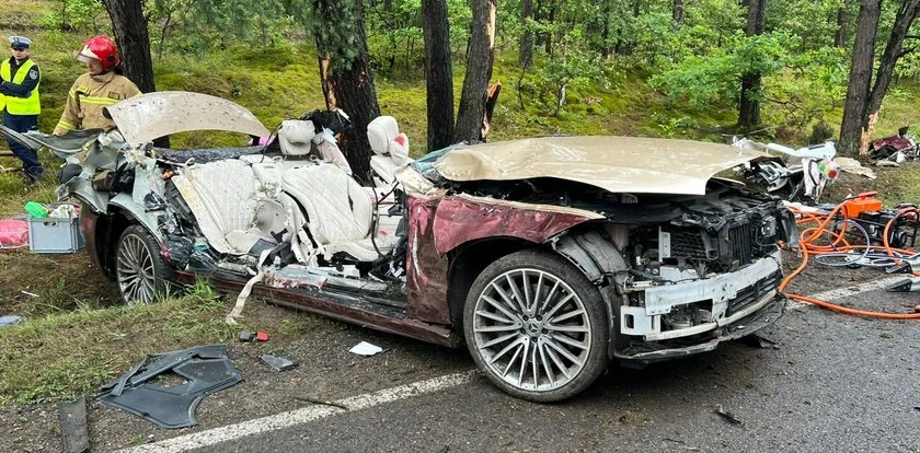 Auto warte milion idzie na złom. Kierująca i jej pies cudem przeżyli