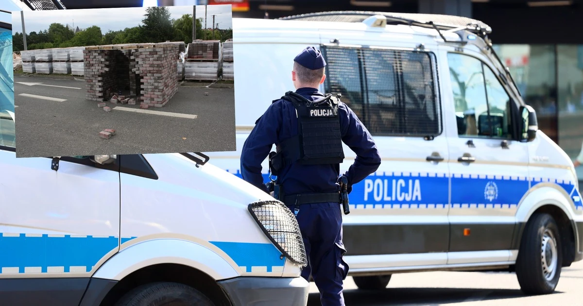Nietypowa konstrukcja przy placu budowy. W środku był telefon i coś jeszcze