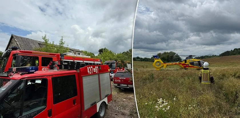 Niebezpieczna zabawa dzieci na dachu. Jedno spadło, drugie zawisło na rynnie