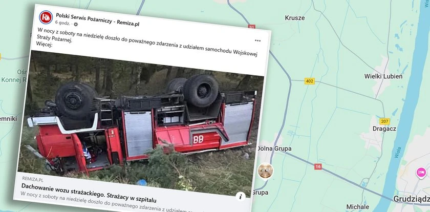 Strażacy pędzili do pożaru. Niestety, po drodze sami mieli groźny wypadek
