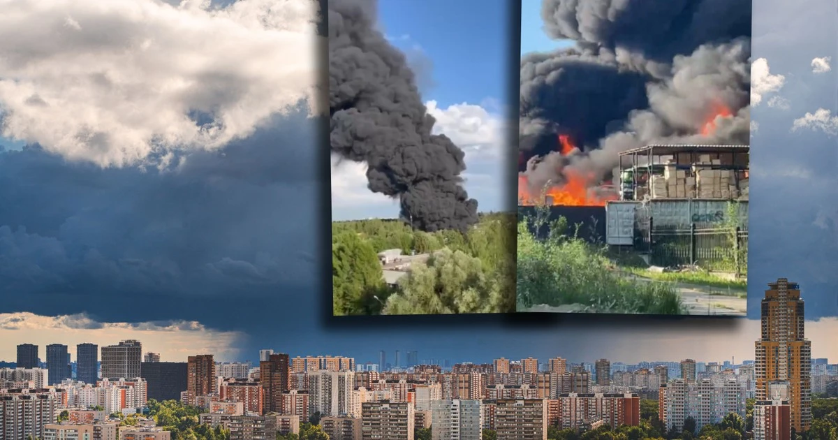 Pożar zakładu na obrzeżach Moskwy. Słup czarnego dymu, sieć obiegły nagrania