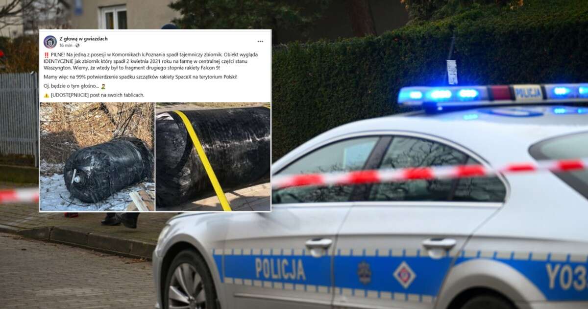 Niezidentyfikowany obiekt pod Poznaniem. To może być element rakiety Falcon