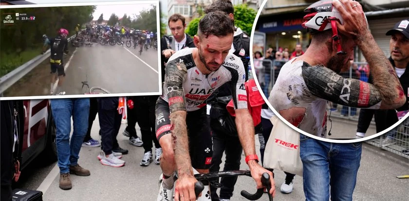 Potężna kraksa na Giro d'Italia. Kolarze przewracali się jak domino [WIDEO]