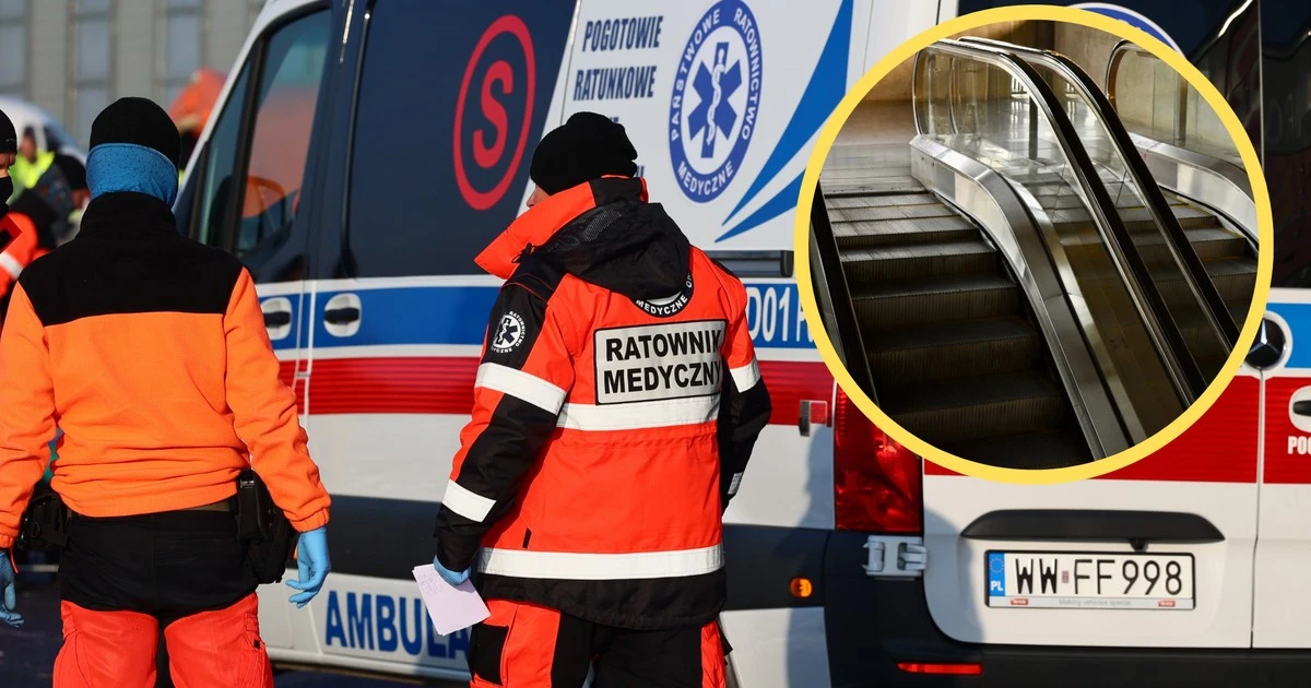 Na schodach ruchomych w Warszawie leżała kobieta. Była poważnie ranna
