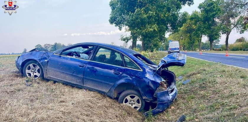 Zjechał do rowu i wypadł z auta. W środku walały się puszki i butelki...