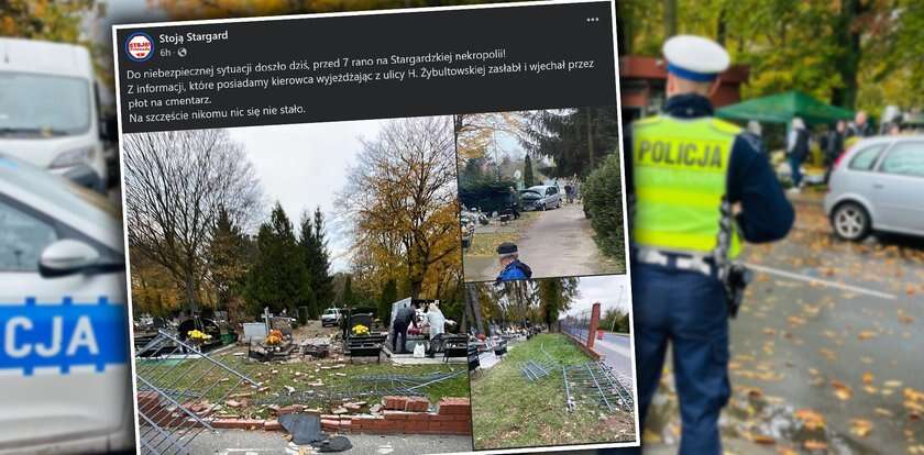 Groza na cmentarzu w Stargardzie. Samochód jechał po grobach!