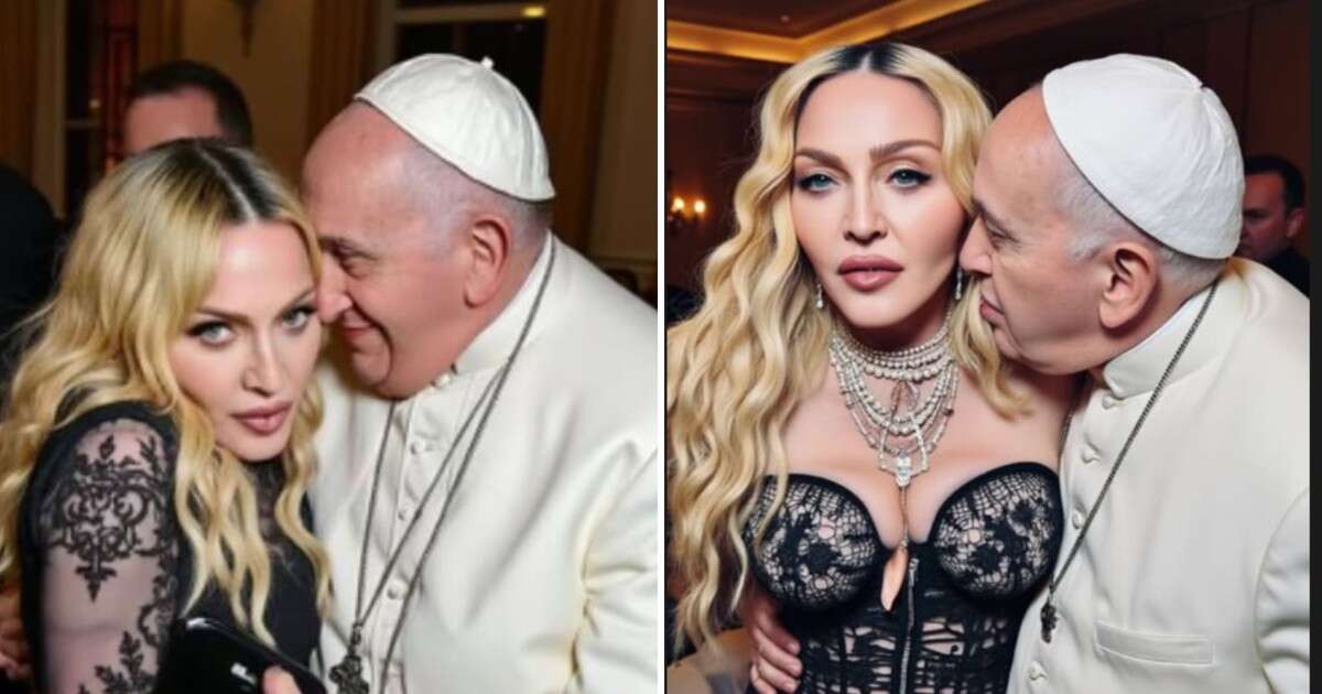 Madonna z papieżem wygenerowanym przez AI. 