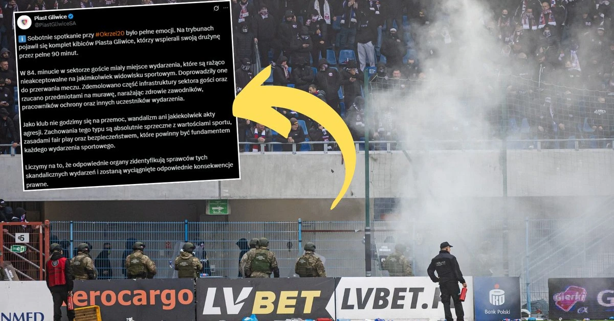Skandal w meczu Ekstraklasy. Jest reakcja po zamieszkach na trybunach