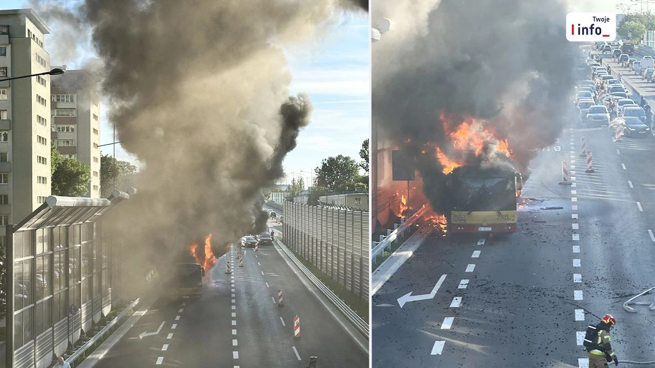 Warszawski autobus stanął w ogniu. „Tył doszczętnie spłonął”
